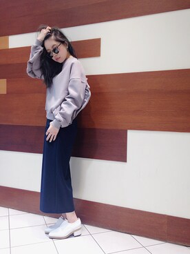 「おでかけ」｜「アイテム（スウェット）」を使った、MIKIさん（レディース・158cm）の秋コーディネート