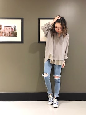 「OUTRO SOL（アウトロ ソル）のアイテム」を使った、MIKIさん（レディース・158cm）の春コーディネート