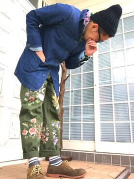 「BEAMS BOY（ビームスボーイ）のアイテム（パンツ）」を使った、タックタクミンさん（メンズ・172cm）の秋コーディネート