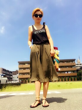 「Amina（アミナ）のアイテム（バッグ）」を使った、楓さん（レディース・158cm）の夏コーディネート