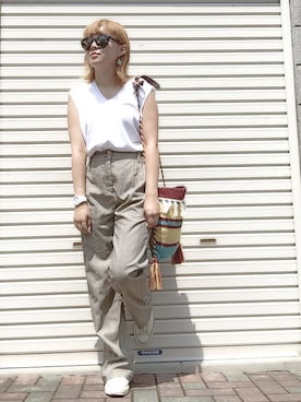 「Amina（アミナ）のアイテム（バッグ）」を使った、楓さん（レディース・158cm）の夏コーディネート