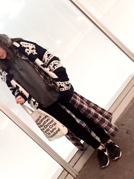 「カウチン」｜楓さん（レディース・158cm）の冬コーディネート