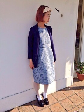 「I am I （アイアムアイ）のアイテム（ノーカラージャケット）」を使った、アトリエドゥサボンさん（レディース・152cm）の春コーディネート