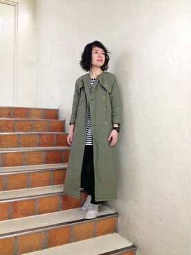 ☆C/馬布 ロングトレンチコート☆を使った人気ファッション