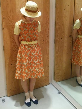 「アイテム（スカート、オレンジ系）」を使った、アトリエドゥサボンさん（レディース・160cm）の春コーディネート