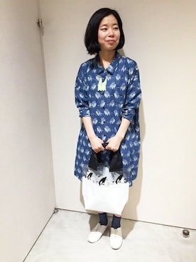 「柄」｜アトリエドゥサボンさん（レディース・157cm）の夏コーディネート