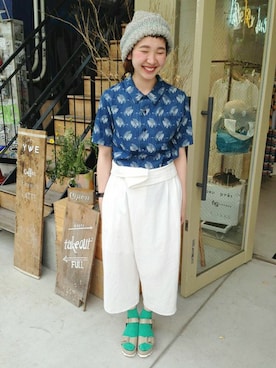 「タイパンツ」｜アトリエドゥサボンさん（レディース・157cm）の夏コーディネート