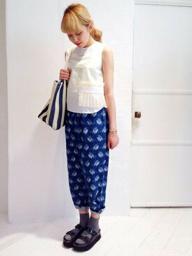 「サンダルに靴下」｜アトリエドゥサボンさん（レディース・157cm）の夏コーディネート