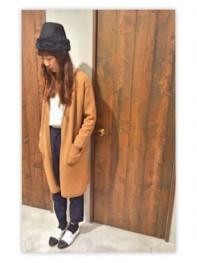 「ロングカーディガン」｜アトリエドゥサボンさん（レディース・157cm）の秋コーディネート