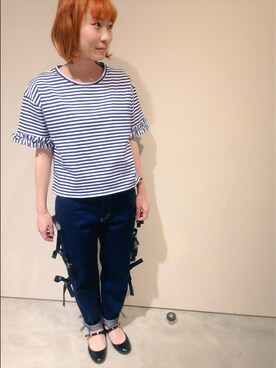 「I am I in fact...（アイアムアイインファクト）のアイテム（パンツ）」を使った、アトリエドゥサボンさん（レディース・157cm）の春コーディネート