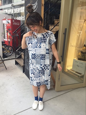 「柄」｜アトリエドゥサボンさん（レディース・157cm）の夏コーディネート