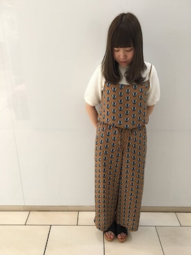 「アイテム（オールインワン・サロペット）」を使った、アトリエドゥサボンさん（レディース・157cm）の夏コーディネート