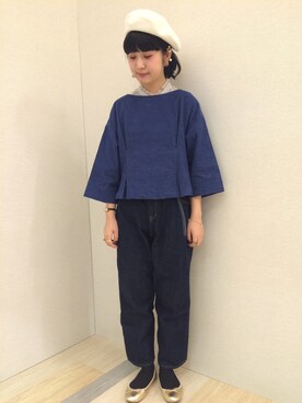 「bulle de savon（ビュルデサボン）のアイテム（シャツ/ブラウス）」を使った、アトリエドゥサボンさん（レディース・157cm）の秋コーディネート