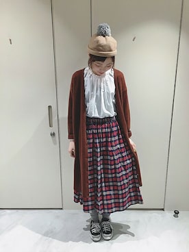 「ロングカーディガン」｜アトリエドゥサボンさん（レディース・157cm）の秋コーディネート