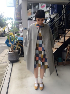 「l'atelier du savon（アトリエドサボン）のアイテム（その他アウター）」を使った、アトリエドゥサボンさん（レディース・157cm）の秋コーディネート