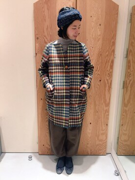 「l'atelier du savon（アトリエドサボン）のアイテム（その他アウター）」を使った、アトリエドゥサボンさん（レディース・157cm）の秋コーディネート