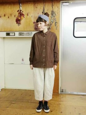 「bulle de savon（ビュルデサボン）のアイテム（シャツ/ブラウス）」を使った、アトリエドゥサボンさん（レディース・157cm）の冬コーディネート