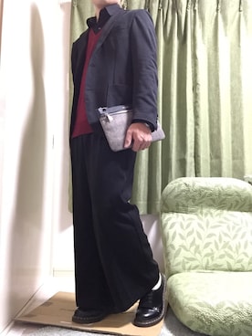 「アイテム（ベスト、レッド系）」を使った、mameさん（メンズ・160cm）の秋コーディネート