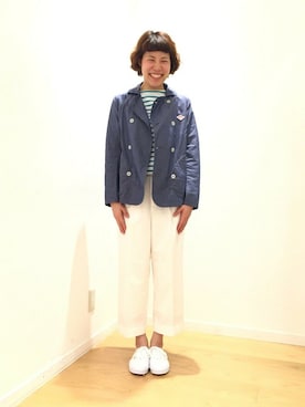 「マリンスタイル」｜「アイテム（その他アウター）」を使った、ニシヤマさん（レディース・163cm）の春コーディネート