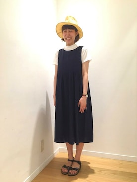 「KIJIMA TAKAYUKI」｜「アイテム（ワンピース/ドレス）」を使った、ニシヤマさん（レディース・163cm）の夏コーディネート