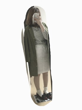 「白スカート」｜「アイテム（ノーカラージャケット）」を使った、moffさん（レディース・157cm）の春コーディネート