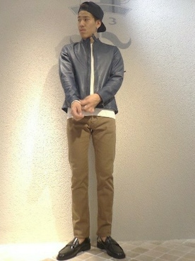 「EDIFICE（エディフィス）のアイテム（ライダースジャケット）」を使った、417 by EDIFICE立川店さん（メンズ・173cm）の秋コーディネート