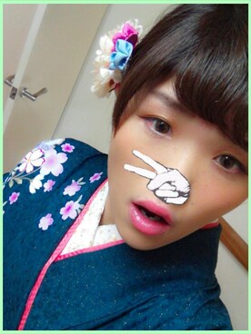 「アイテム（浴衣、グリーン系）」を使った、ayuchanさん（レディース・164cm）の冬コーディネート