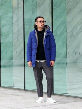 「TAKEO KIKUCHI（タケオキクチ）のアイテム（その他アウター）」を使った、荒井さん（メンズ・186cm）の冬コーディネート