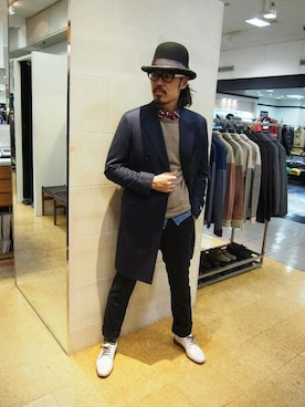 「TAKEO KIKUCHI（タケオキクチ）のアイテム（その他アウター）」を使った、荒井さん（メンズ・186cm）の冬コーディネート