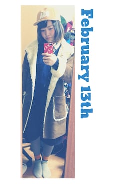 「アイテム（ムートンコート）」を使った、haruka chizuwaさん（レディース・155cm・20代）の冬コーディネート