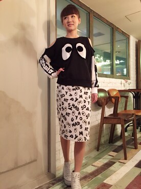 「MINI CREAMのアイテム」を使った、樂樺さん（レディース・155cm）の春コーディネート