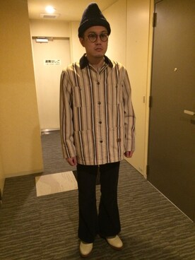 「アイテム（ドレスシューズ、ブルー系）」を使った、Mdskさん（メンズ・173cm）の冬コーディネート