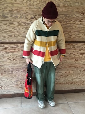 「WOOLRICH（ウールリッチ）のアイテム（その他アウター）」を使った、Mdskさん（メンズ・173cm）の冬コーディネート