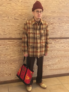 「スラックスパンツ」｜「アイテム（その他アウター）」を使った、Mdskさん（メンズ・173cm）の冬コーディネート