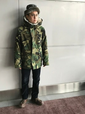 「カモ柄」｜「アイテム（ブーツ）」を使った、Mdskさん（メンズ・173cm）の秋コーディネート