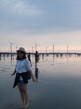 「SM2（エスエムツー）のアイテム（シャツ/ブラウス、ホワイト系）」を使った、DAREliarさん（レディース・156cm）の秋コーディネート