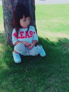 「abcd（ナシ）のアイテム（Tシャツ/カットソー、ホワイト系）」を使った、がっきーさん（レディース・160cm）の秋コーディネート