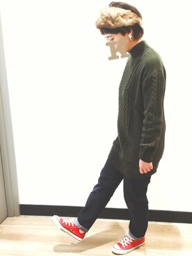 「Handmade（ハンドメイド）のアイテム（ヘアバンド、ブラウン系）」を使った、がっきーさん（レディース・160cm）の秋コーディネート