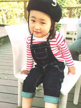 「Birthday（バースデイ）のアイテム（サロペット/オーバーオール、ブルー系）」を使った、がっきーさん（レディース・160cm）の秋コーディネート