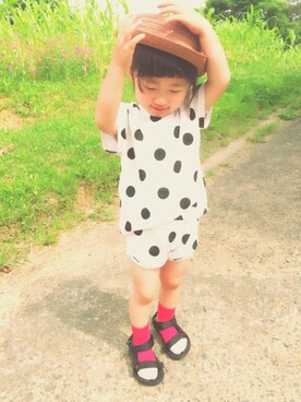 「koreaのアイテム（Tシャツ/カットソー、ホワイト系）」を使った、がっきーさん（レディース・160cm）の夏コーディネート