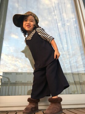 「GLOBAL WORK（グローバルワーク）のアイテム（オールインワン・サロペット）」を使った、ゆうなぎさん（キッズ・100cm）の秋コーディネート