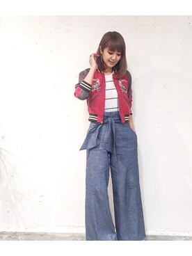 「MSGM（エムエスジーエム）のアイテム（パンツ）」を使った、Yukimiさん（レディース・168cm）の冬コーディネート