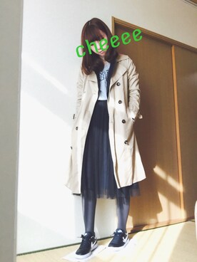 「VIS（ビス）のアイテム（ライダースジャケット）」を使った、Chie_eさん（レディース・159cm）の冬コーディネート