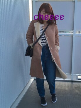 「ウエストイン」｜「アイテム（ムートンコート）」を使った、Chie_eさん（レディース・159cm）の冬コーディネート