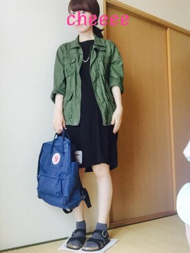 「くつした」｜「アイテム（ミリタリージャケット）」を使った、Chie_eさん（レディース・159cm）の春コーディネート
