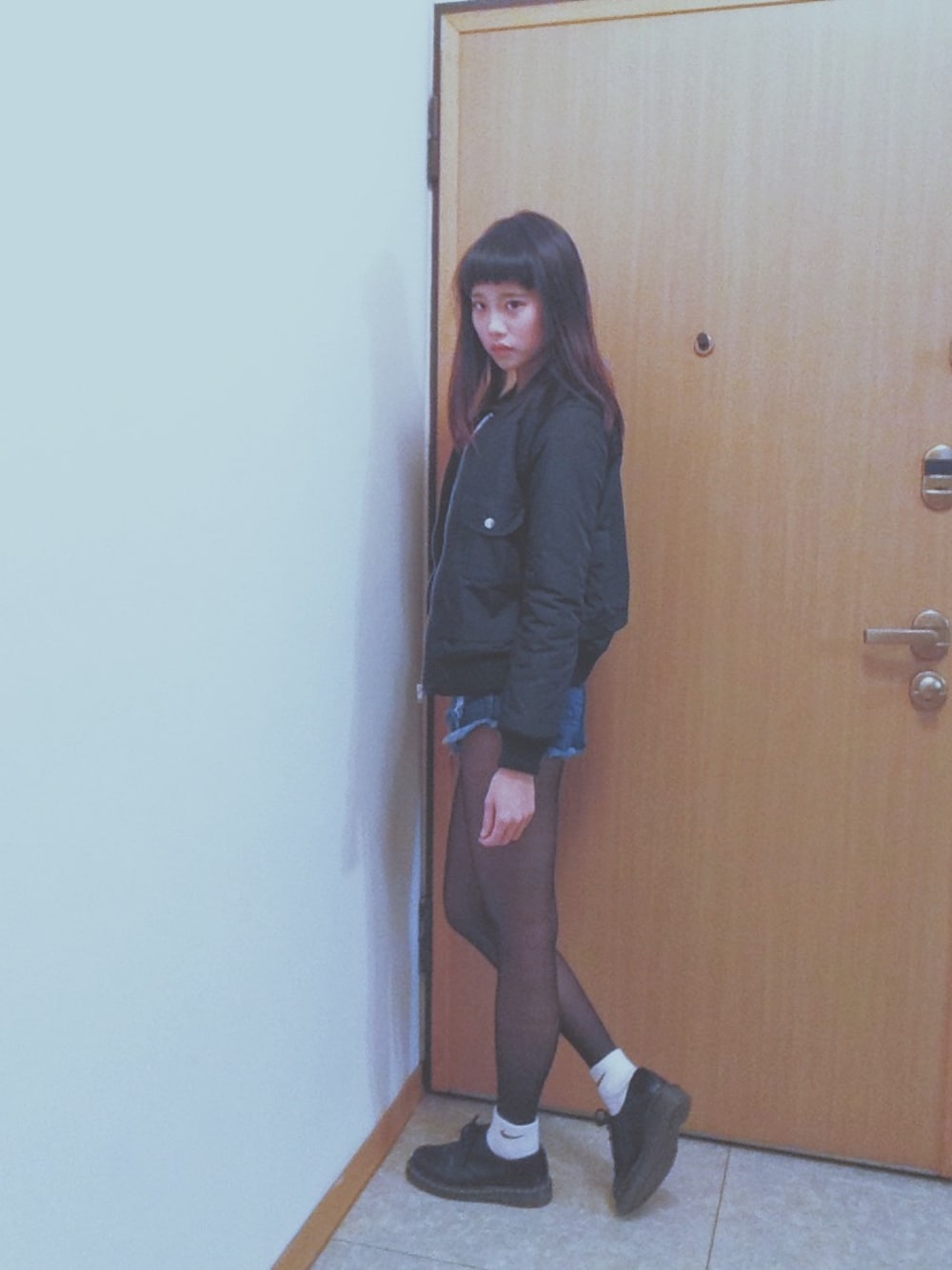 「淘寶、Taiwan、TAIPEI、taipeicity、girl、HOME、Dr.Martens、NIKE」｜「ma1のアイテム（その他アウター、ブラック系）」を使った、Zeroさん（レディース・165cm）の冬コーディネートの1枚目の写真