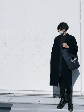 「Y's（ワイズ）のアイテム（チェスターコート）」を使った、蟲さん（メンズ・170cm）の冬コーディネート