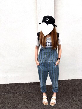 「BAD（バッド）のアイテム（オールインワン・サロペット）」を使った、かんさん（レディース・156cm）の夏コーディネート