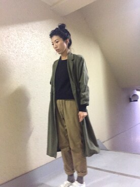 「Another Edition（アナザーエディション）のアイテム（トレンチコート）」を使った、yuccaさん（レディース・163cm）の秋コーディネート