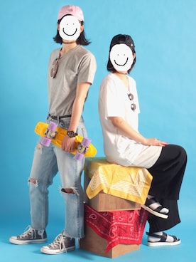 「アクティブコーデ」｜「アイテム（帽子）」を使った、kamo chanさん（レディース・160cm）の夏コーディネート
